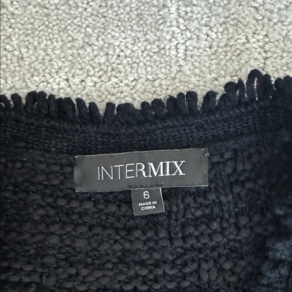 Intermix Lila silk blend Cropped Jacket Sweater Blazer Black Tweed Gold Buttons - Picture 4 of 8